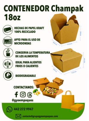 Contenedor Champak 18oz Kraft